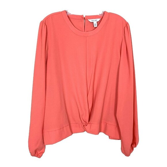 Nine West Womens Blouse XXL NEW Coral Top Twist Front Blouson Work Office Spring - Picture 1 of 16